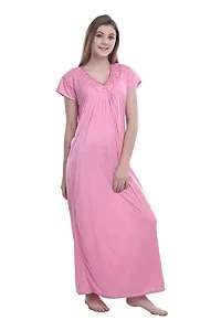 FNK Style Satin Soft Ankle Length Night Gown for Women Sleep Wear Night & Honeymoon-thumb2