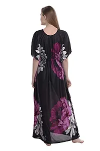 F.N.K STYLE Style Satin Floral Print Sexy aftan Night for Women Sleep Wear Night & Honeymoon Maroon-thumb3