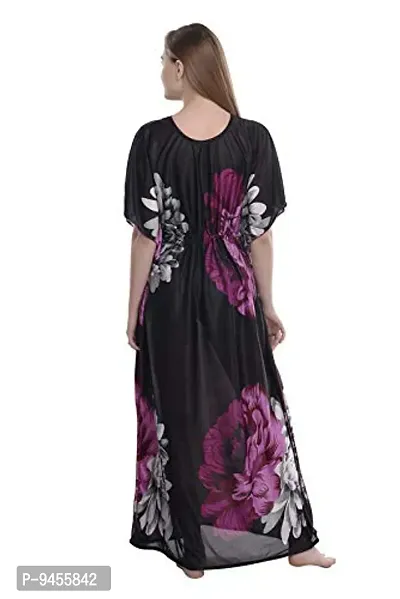 F.N.K STYLE Style Satin Floral Print Sexy aftan Night for Women Sleep Wear Night & Honeymoon Maroon-thumb4