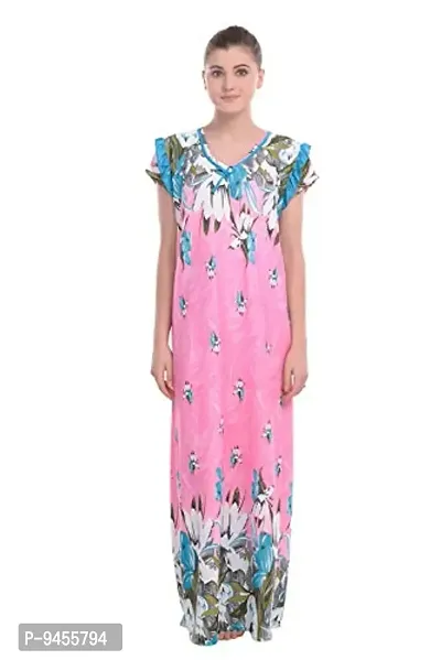 FNK Style Floral Printed Hosiery Nighty Maxi Night Gown for Women Sleep Wear Night & Honeymoon-thumb0