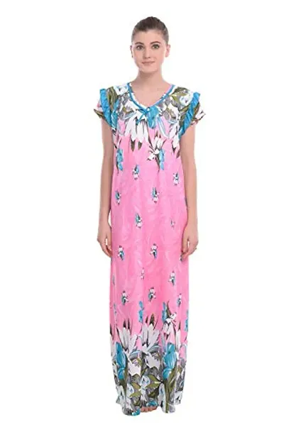 FNK Style Floral Hosiery Nighty Maxi Night Gown for Women Sleep Wear Night & Honeymoon