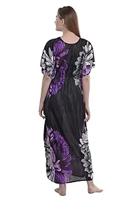 F.N.K STYLE Style Satin Floral Print Sexy aftan Night for Women Sleep Wear Night & Honeymoon Purple-thumb3