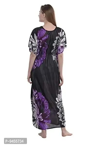 F.N.K STYLE Style Satin Floral Print Sexy aftan Night for Women Sleep Wear Night & Honeymoon Purple-thumb4