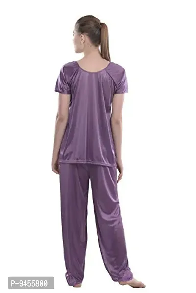 FNK Style Satin Sexy Night Suit Set with Top & Pyjama for Women Sleep Wear Night & Honeymoon-thumb4