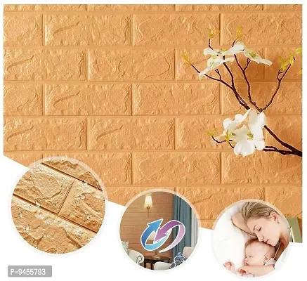 Odelee 3D PVC Wallpapers for Walls / Wall Stickers for Home Decoration (70 X 77 cm) (Beige)-thumb3