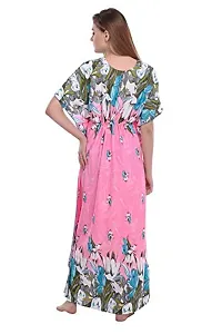 F.N.K STYLE Style Satin Floral Print Sexy aftan Night for Women Sleep Wear Night & Honeymoon Pink-thumb1