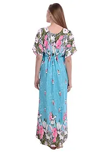 F.N.K STYLE Style Satin Floral Print Sexy aftan Night for Women Sleep Wear Night & Honeymoon Blue-thumb1