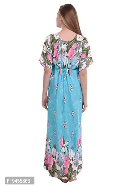 F.N.K STYLE Style Satin Floral Print Sexy aftan Night for Women Sleep Wear Night & Honeymoon Blue-thumb2