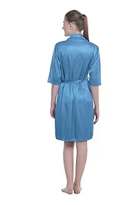 FNK Style Satin Soft Sexy Night Gown Calf Length with Robe for Women Sleep Wear Night & Honeymoon-thumb3