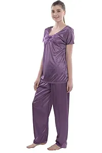 FNK Style Satin Sexy Night Suit Set with Top & Pyjama for Women Sleep Wear Night & Honeymoon-thumb2