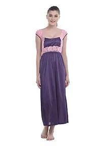 FNK Style Satin Soft Sexy Night Gown Calf Length with Robe for Women Sleep Wear Night & Honeymoon-thumb4