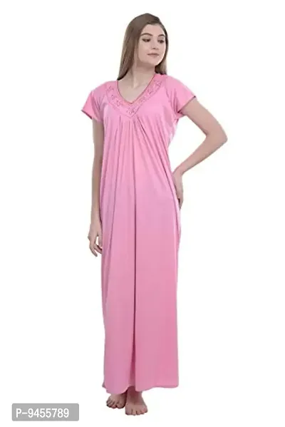 FNK Style Satin Soft Ankle Length Night Gown for Women Sleep Wear Night & Honeymoon-thumb0