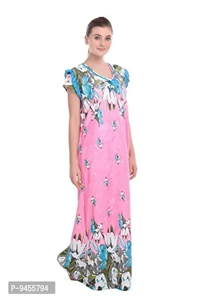 FNK Style Floral Printed Hosiery Nighty Maxi Night Gown for Women Sleep Wear Night & Honeymoon-thumb3