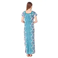 FNK Style Floral Printed Hosiery Nighty Maxi Night Gown for Women Sleep Wear Night & Honeymoon Light Blue-thumb3