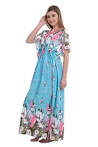 F.N.K STYLE Style Satin Floral Print Sexy aftan Night for Women Sleep Wear Night & Honeymoon Blue-thumb2