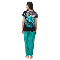 FNK Style Floral Print Satin Sexy Night Suit Set with Top Lower for Women Sleep Wear Night & Honeymoon-thumb2