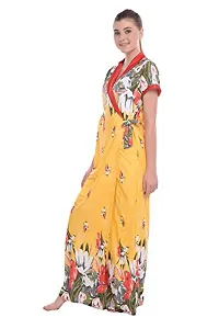 FNK Style Floral Printed Hosiery Night Gown Robe for Women Sleep Wear Night & Honeymoon-thumb1