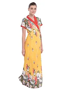 FNK Style Floral Printed Hosiery Night Gown Robe for Women Sleep Wear Night & Honeymoon-thumb2