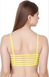 F.N.K STYLE Bralette for Women Cage Bra Cotton Blend Lightly Padded with Removable Pads Seamless Wire Free for Western Beach Wear & Backless Dresses - Pack of 1 Yellow-thumb2