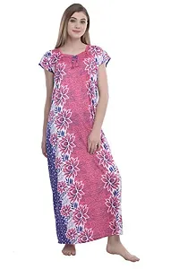 FNK Style Floral Printed Hosiery Nighty Maxi Night Gown for Women Sleep Wear Night & Honeymoon-thumb2