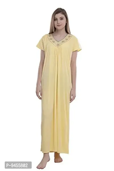 FNK Style Satin Soft Ankle Length Night Gown for Women Sleep Wear Night & Honeymoon