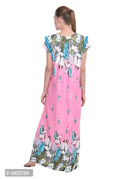 FNK Style Floral Printed Hosiery Nighty Maxi Night Gown for Women Sleep Wear Night & Honeymoon-thumb4