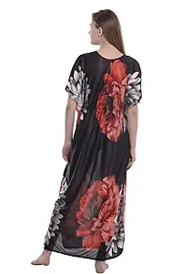 F.N.K STYLE Style Satin Floral Print Sexy aftan Night for Women Sleep Wear Night & Honeymoon Red-thumb3