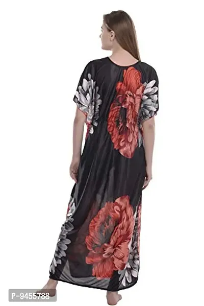 F.N.K STYLE Style Satin Floral Print Sexy aftan Night for Women Sleep Wear Night & Honeymoon Red-thumb4