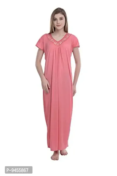 FNK Style Satin Soft Ankle Length Night Gown for Women Sleep Wear Night & Honeymoon