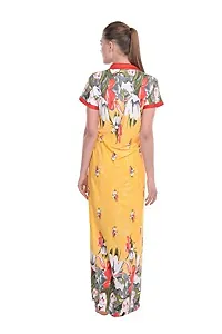 FNK Style Floral Printed Hosiery Night Gown Robe for Women Sleep Wear Night & Honeymoon-thumb3