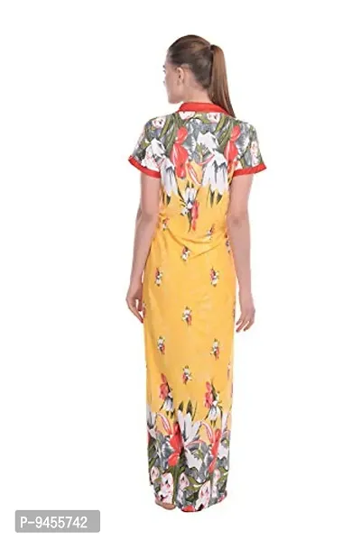 FNK Style Floral Printed Hosiery Night Gown Robe for Women Sleep Wear Night & Honeymoon-thumb4