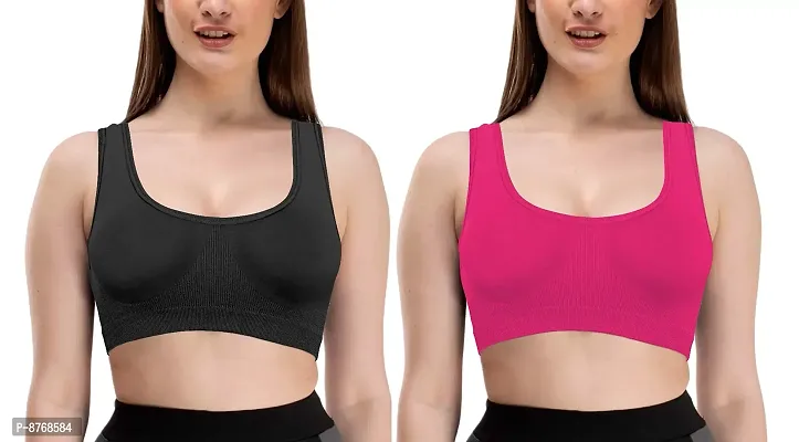 ZUVAIRIYA STORE Women Everyday Sports Air Bra Non-Padded, Non-Wired Molded Sport Bra (Combo Pack of 2)