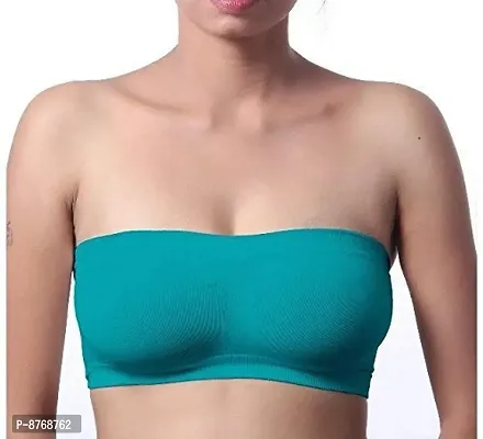 FirstWish Strapless Tube Bra (Free Size, Fits Best- 28-34 Green