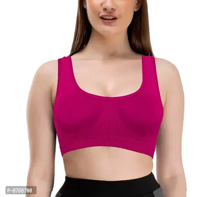 Firstwish Women's Cotton Non Padded Non-Wired Sports Bra (MEGANTABLACKBABYPINKAIR.03_Black  BabyPink_Free Size)-thumb3