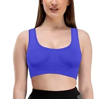 Firstwish Women's Air Bra, Sports Bra, Stretchable Non-Padded & Non-Wired Seamless Bra, Free Size (Fits Best - Size 28 to 36, Combo of 2) Black-Blue-thumb2