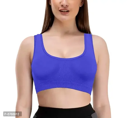 Firstwish Women's Air Bra, Sports Bra, Stretchable Non-Padded & Non-Wired Seamless Bra, Free Size (Fits Best - Size 28 to 36, Combo of 2) Black-Blue-thumb3