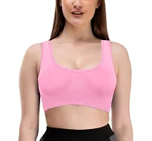 Firstwish Women's Cotton Non Padded Non-Wired Sports Bra (MEGANTABLACKBABYPINKAIR.03_Black  BabyPink_Free Size)-thumb3