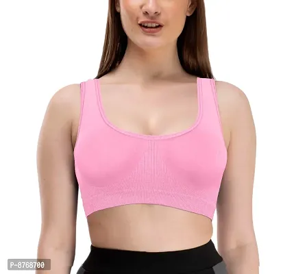 Firstwish Women's Cotton Non Padded Non-Wired Sports Bra (MEGANTABLACKBABYPINKAIR.03_Black  BabyPink_Free Size)-thumb4