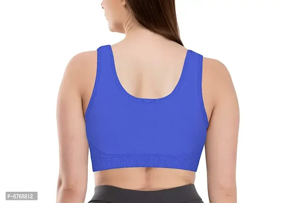 Firstwish Women's Air Bra, Sports Bra, Stretchable Non-Padded & Non-Wired Seamless Bra, Free Size (Fits Best - Size 28 to 36, Combo of 2) Black-Blue-thumb5