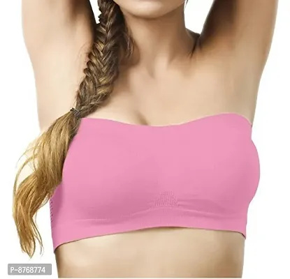 Firstwish Strapless Tube Bra (Free Size, Fits Best- 28-34 Pink