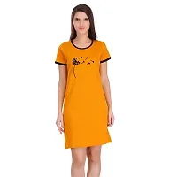 TheFashionClinic Autumn Graphic Printed Ringer Dress for Women | Mustard Yellow |100% Cotton| Size -M-thumb2