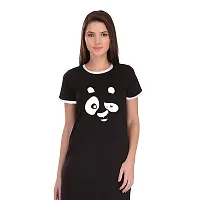 TheFashionClinic Engry Panda Graphic Printed Ringer Dress for Women | Black|100% Cotton| Size -XL-thumb2