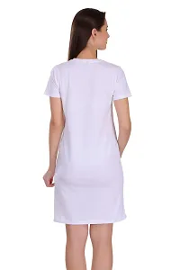 Elegant White Cotton Printed Nightdress For Women-thumb1