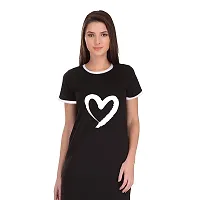 TheFashionClinic Special Heart Graphic Printed Ringer Dress for Women | Black|100% Cotton| Size -XL-thumb2