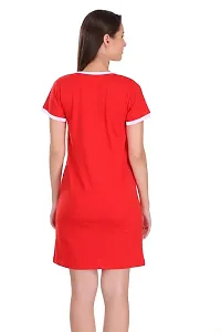 TheFashionClinic Autumn Graphic Printed Ringer Dress for Women | Red|100% Cotton| Size -XS-thumb1