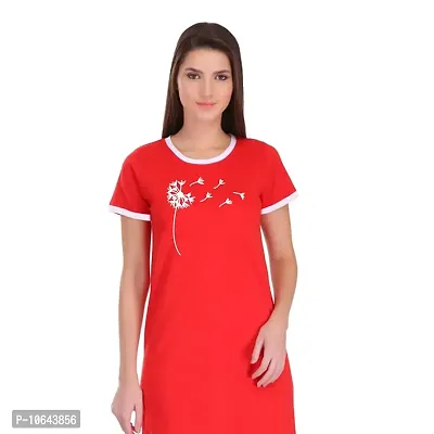 TheFashionClinic Autumn Graphic Printed Ringer Dress for Women | Red|100% Cotton| Size -XS-thumb0