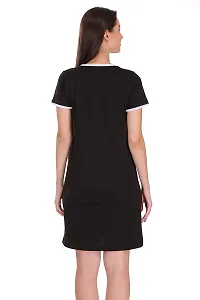 TheFashionClinic Cartoon Shape Graphic Printed Ringer Dress for Women | Black|100% Cotton| Size -M-thumb1