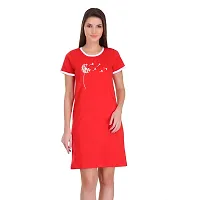 TheFashionClinic Autumn Graphic Printed Ringer Dress for Women | Red|100% Cotton| Size -XS-thumb2