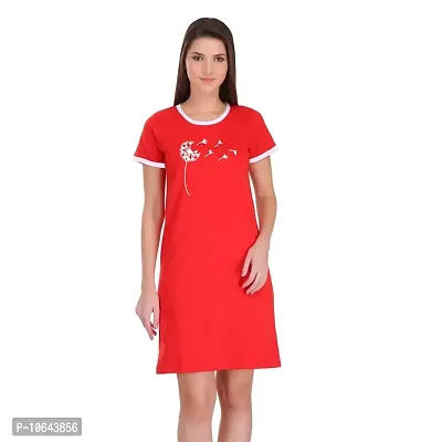 TheFashionClinic Autumn Graphic Printed Ringer Dress for Women | Red|100% Cotton| Size -XS-thumb3