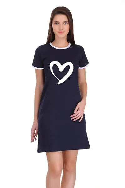 TheFashionClinic Special Heart Graphic Ringer Dress for Women | |100% Cotton| Size -S